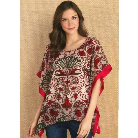 SOFT SURROUNDINGS Velvet Texture Floral Kimono Top - Picture 1 of 15